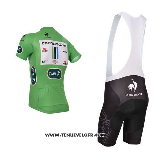 2013 Maillot Ciclismo Cannondale Lider Vert et Blanc Manches Courtes et Cuissard
